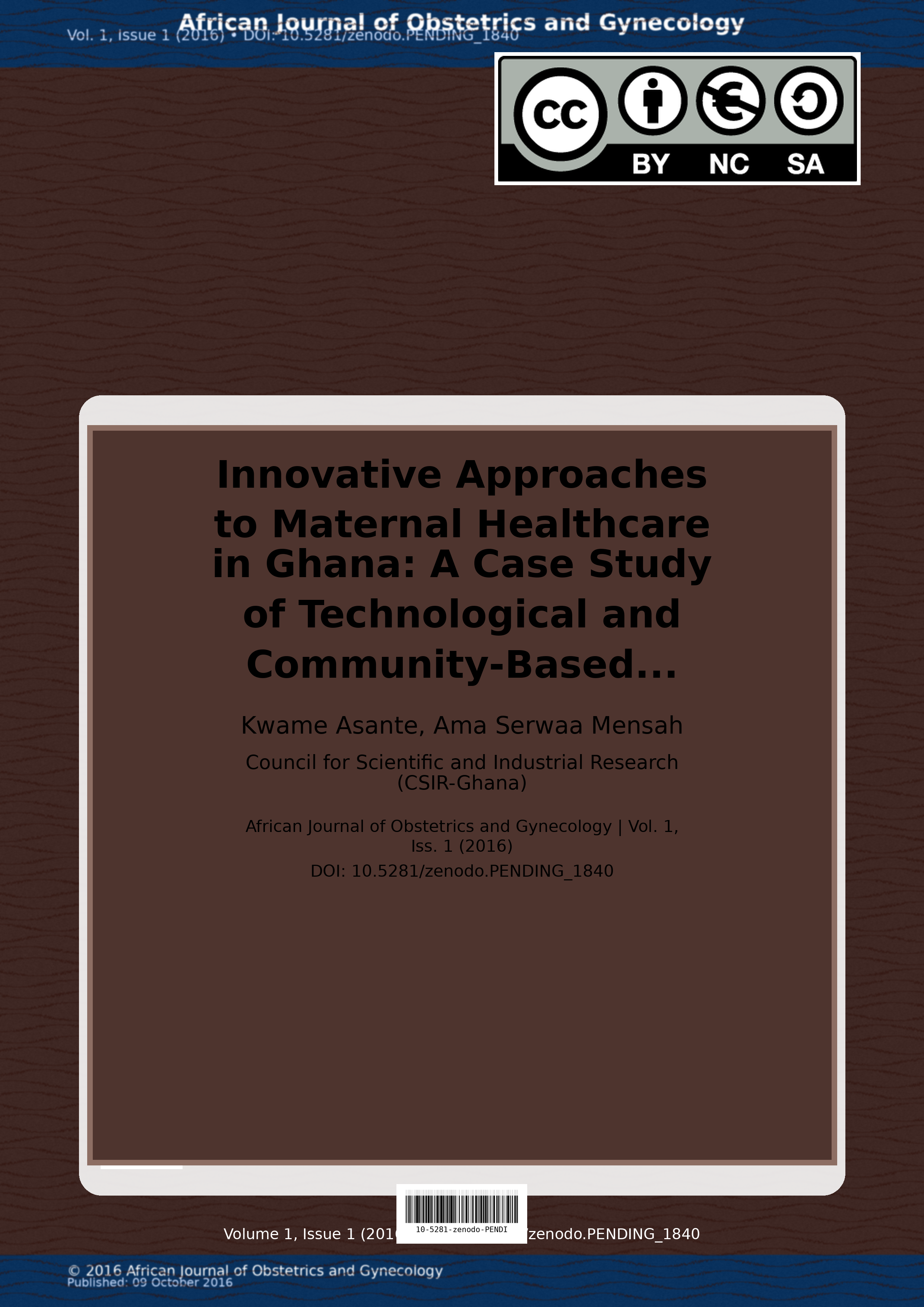 Cover image for: Innovative Approaches to Maternal Healthcare in Ghana