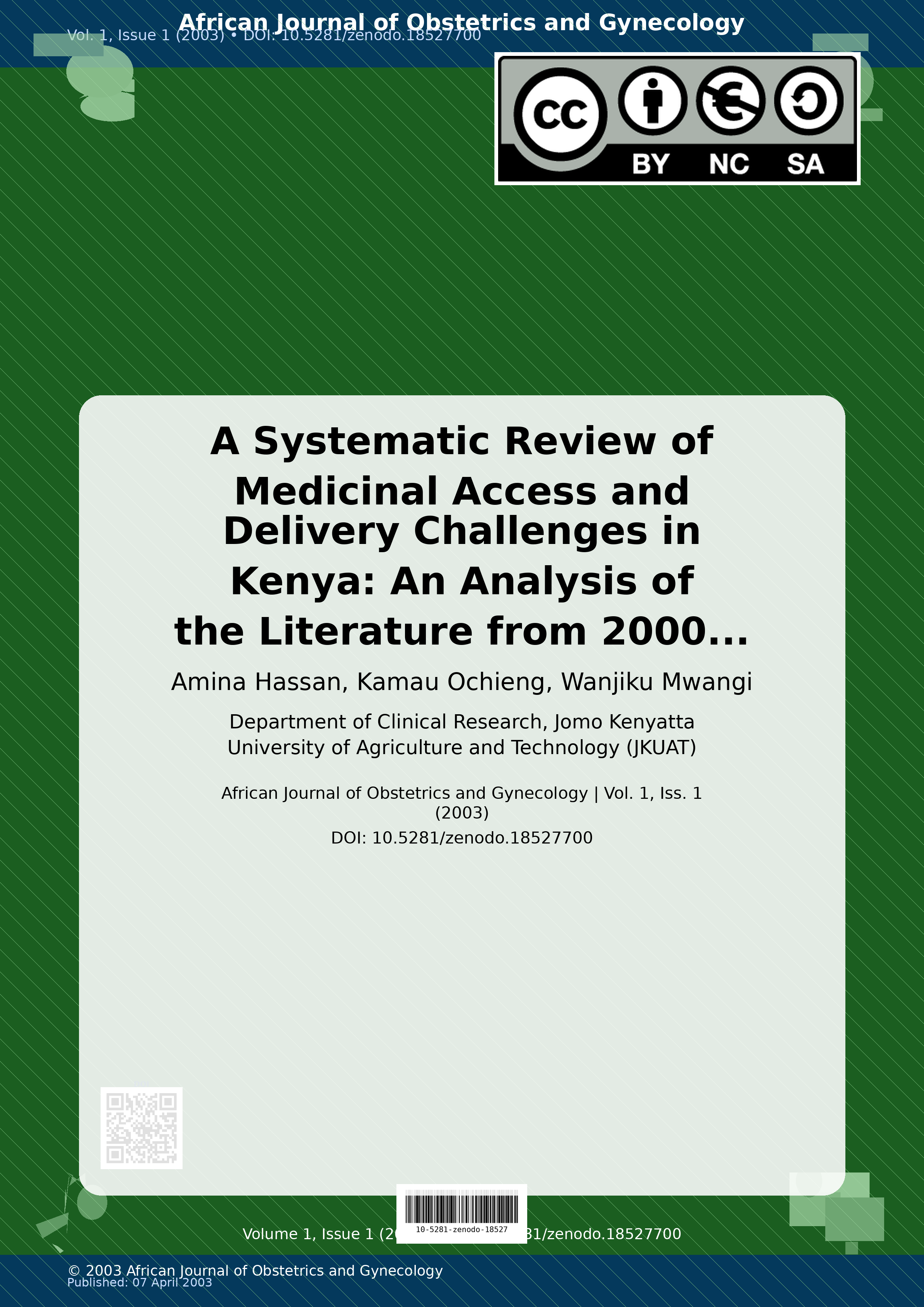 Cover image for: A Systematic Review of Medicinal Access and Delivery Challen