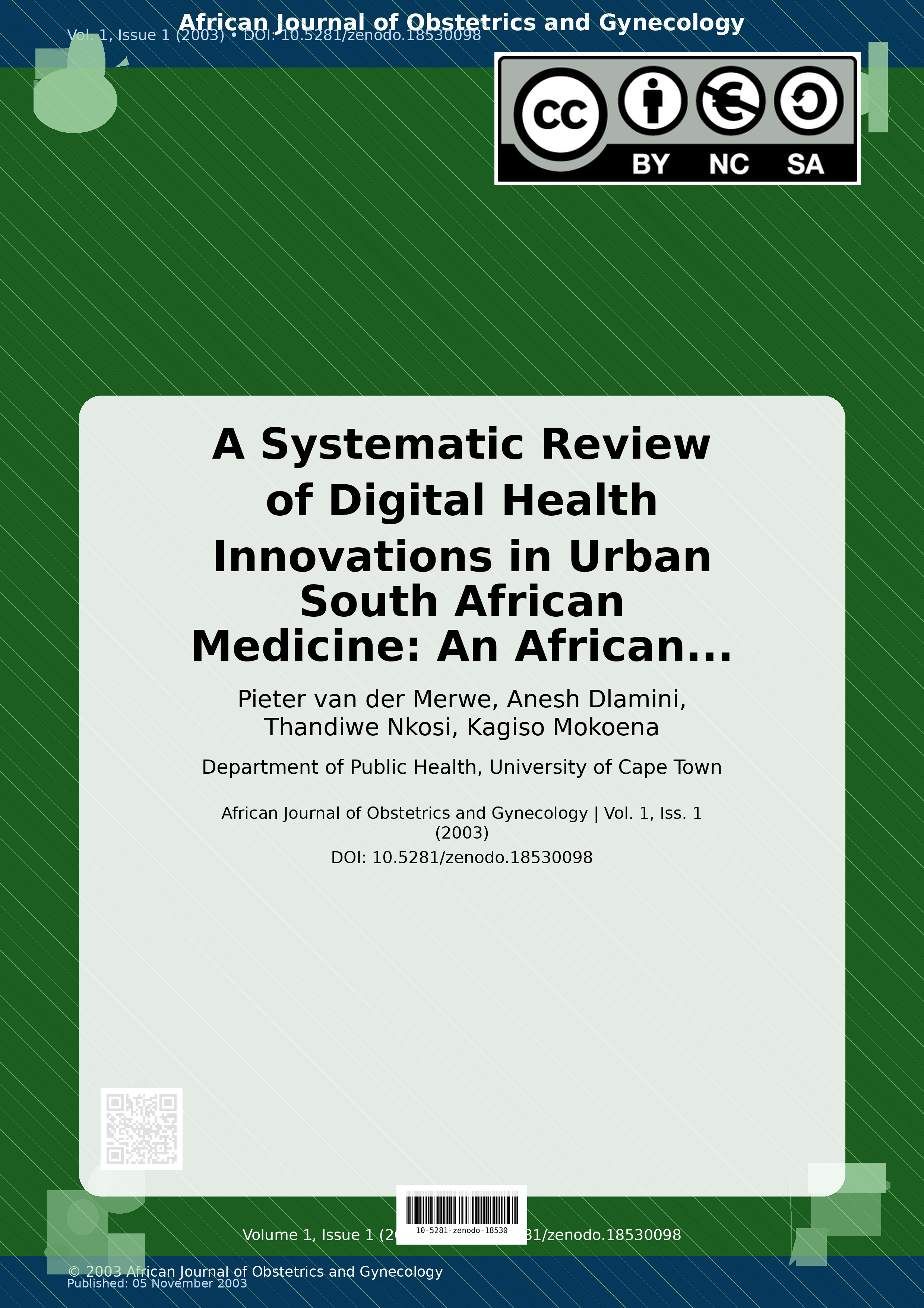 Cover image for: A Systematic Review of Digital Health Innovations in Urban S