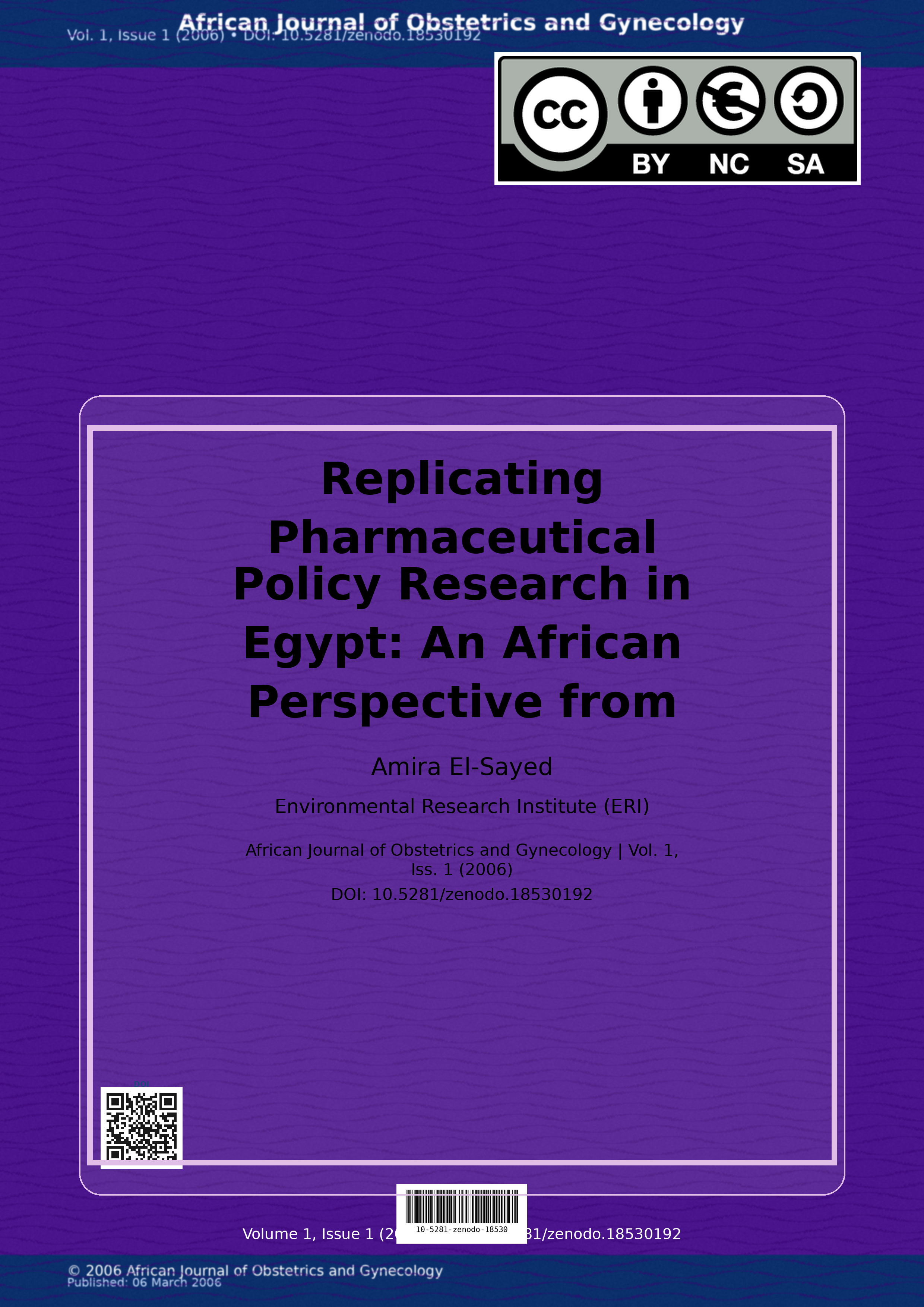 Cover image for: Replicating Pharmaceutical Policy Research in Egypt