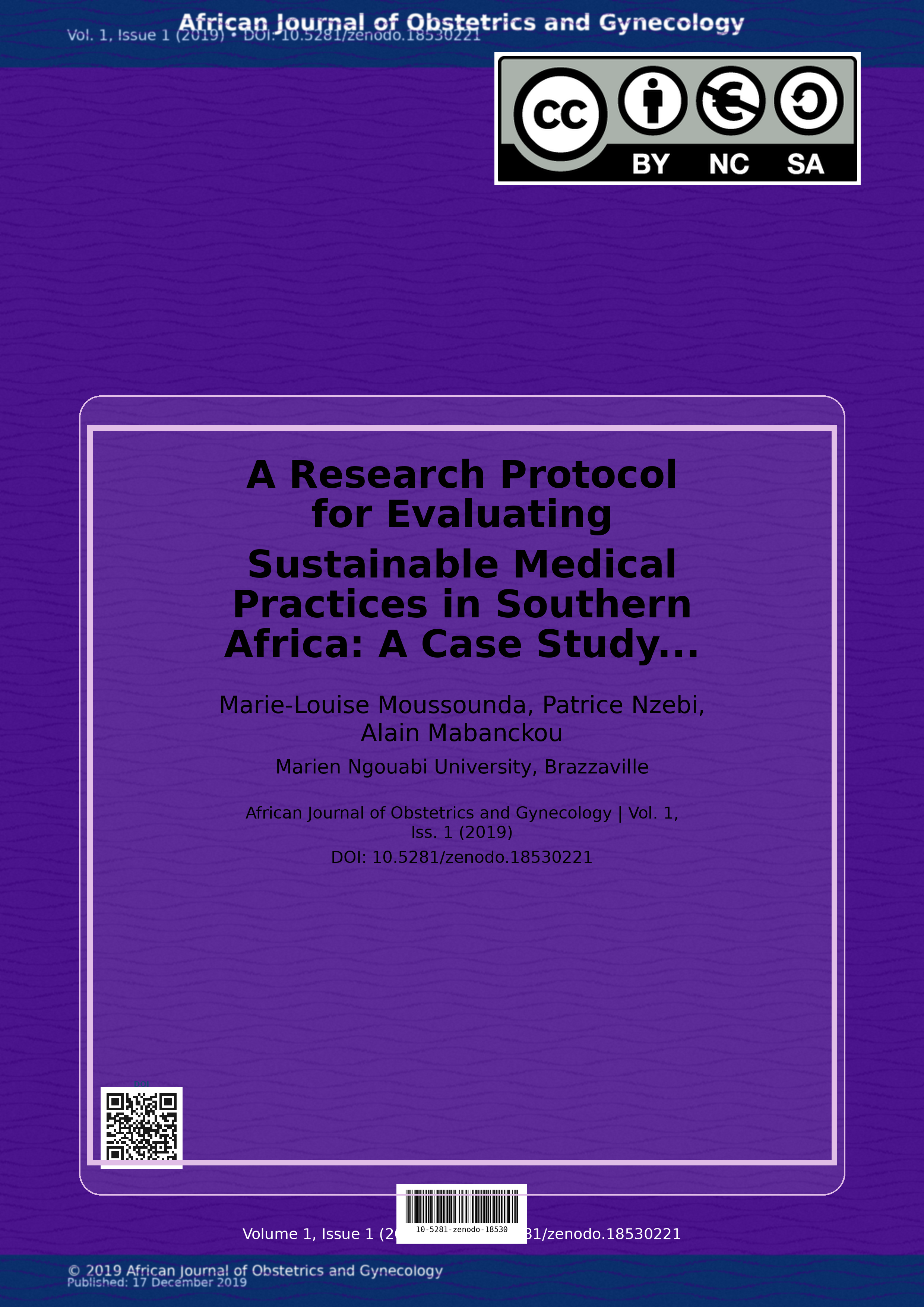 Cover image for: A Research Protocol for Evaluating Sustainable Medical Pract