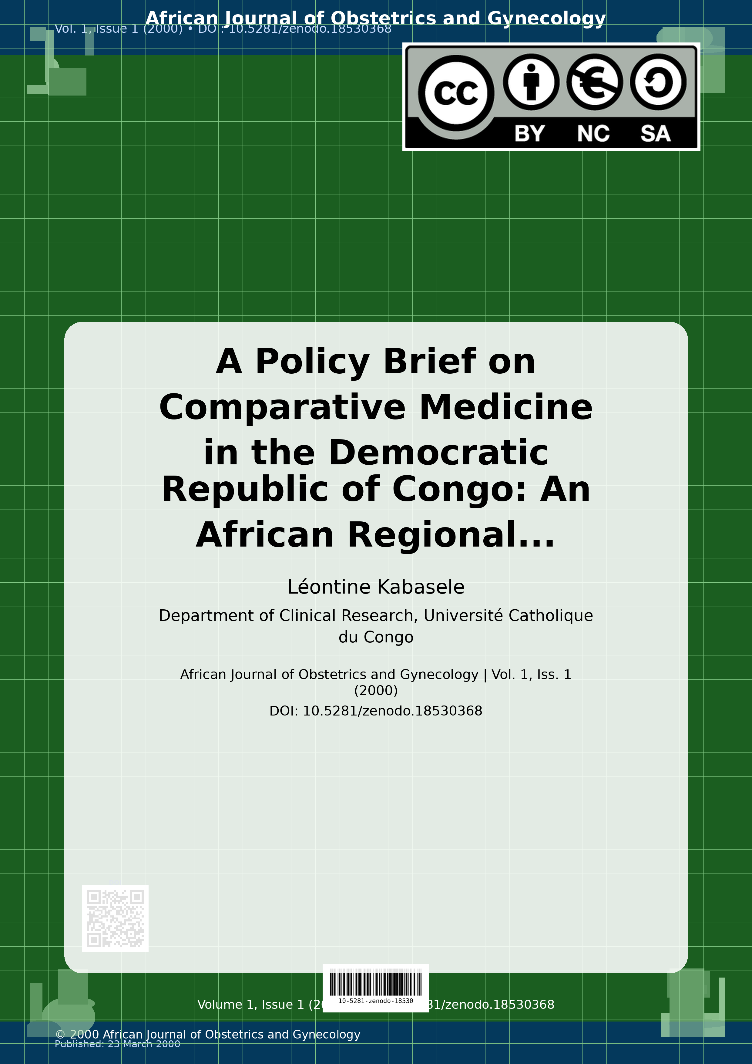 Cover image for: A Policy Brief on Comparative Medicine in the Democratic Rep