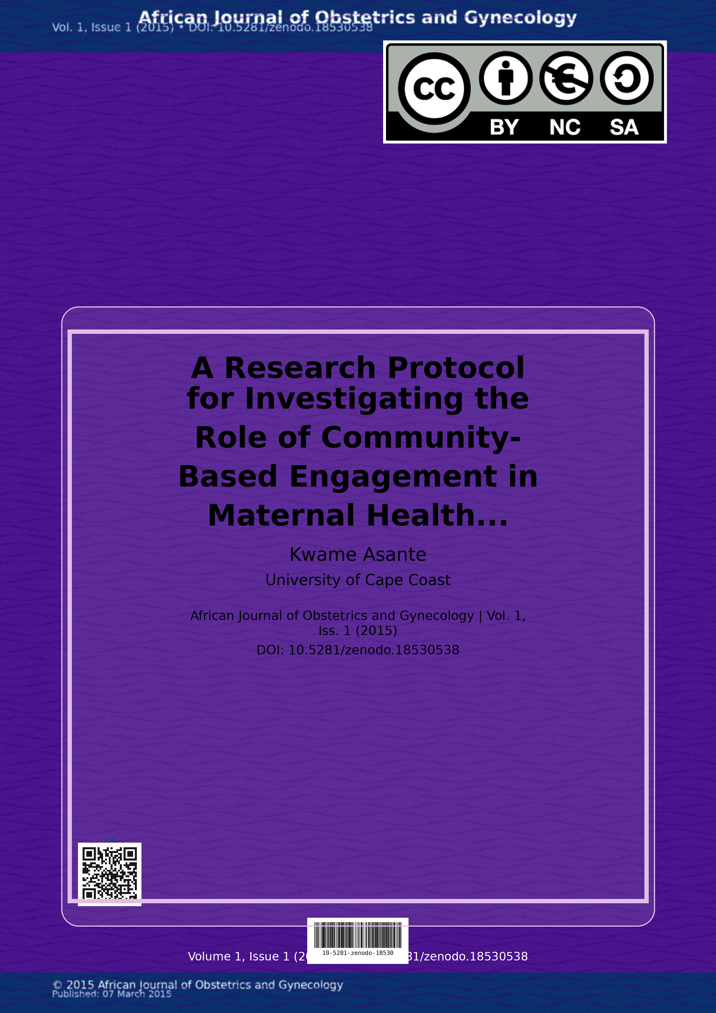 Cover image for: A Research Protocol for Investigating the Role of Community-