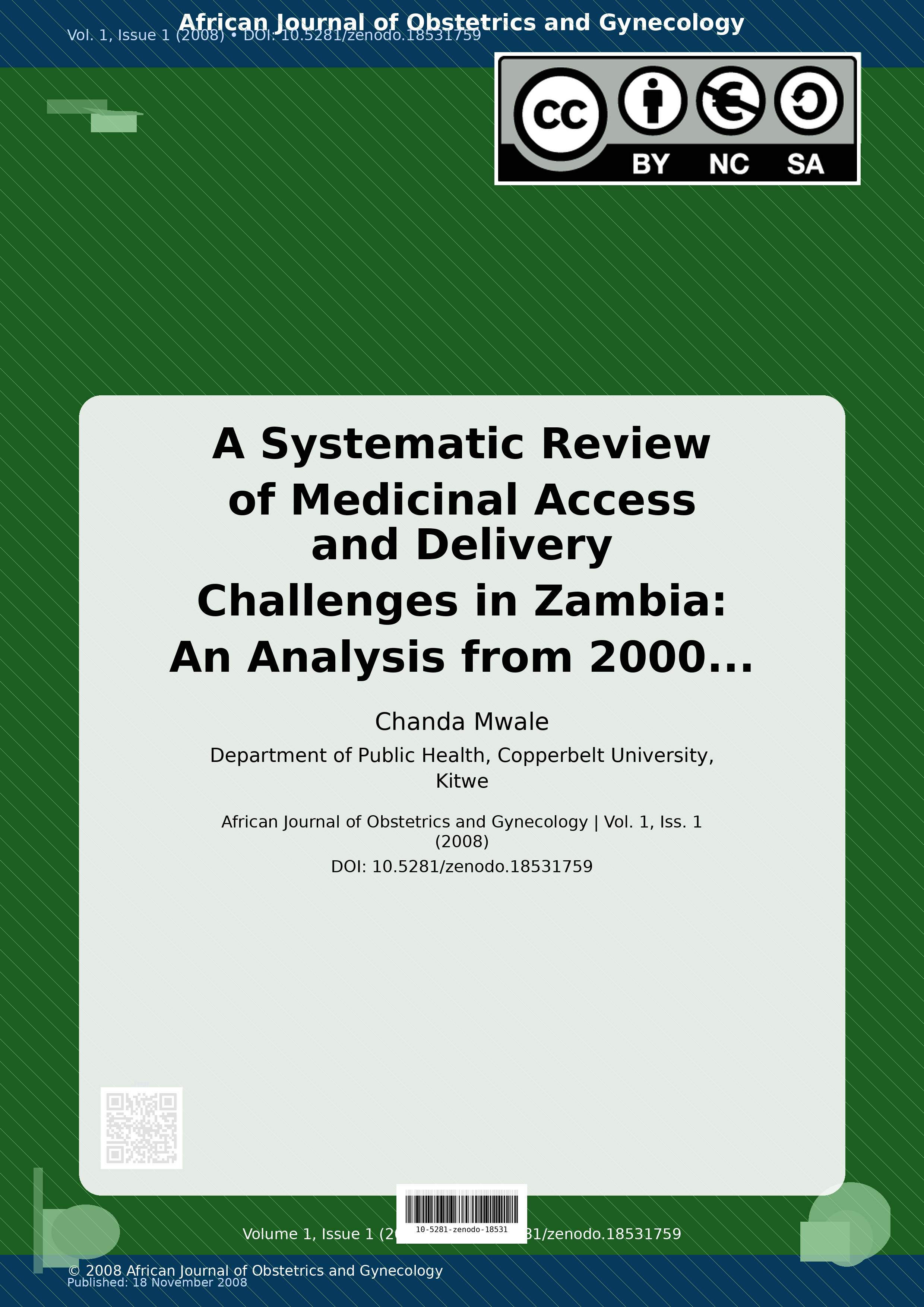 Cover image for: A Systematic Review of Medicinal Access and Delivery Challen