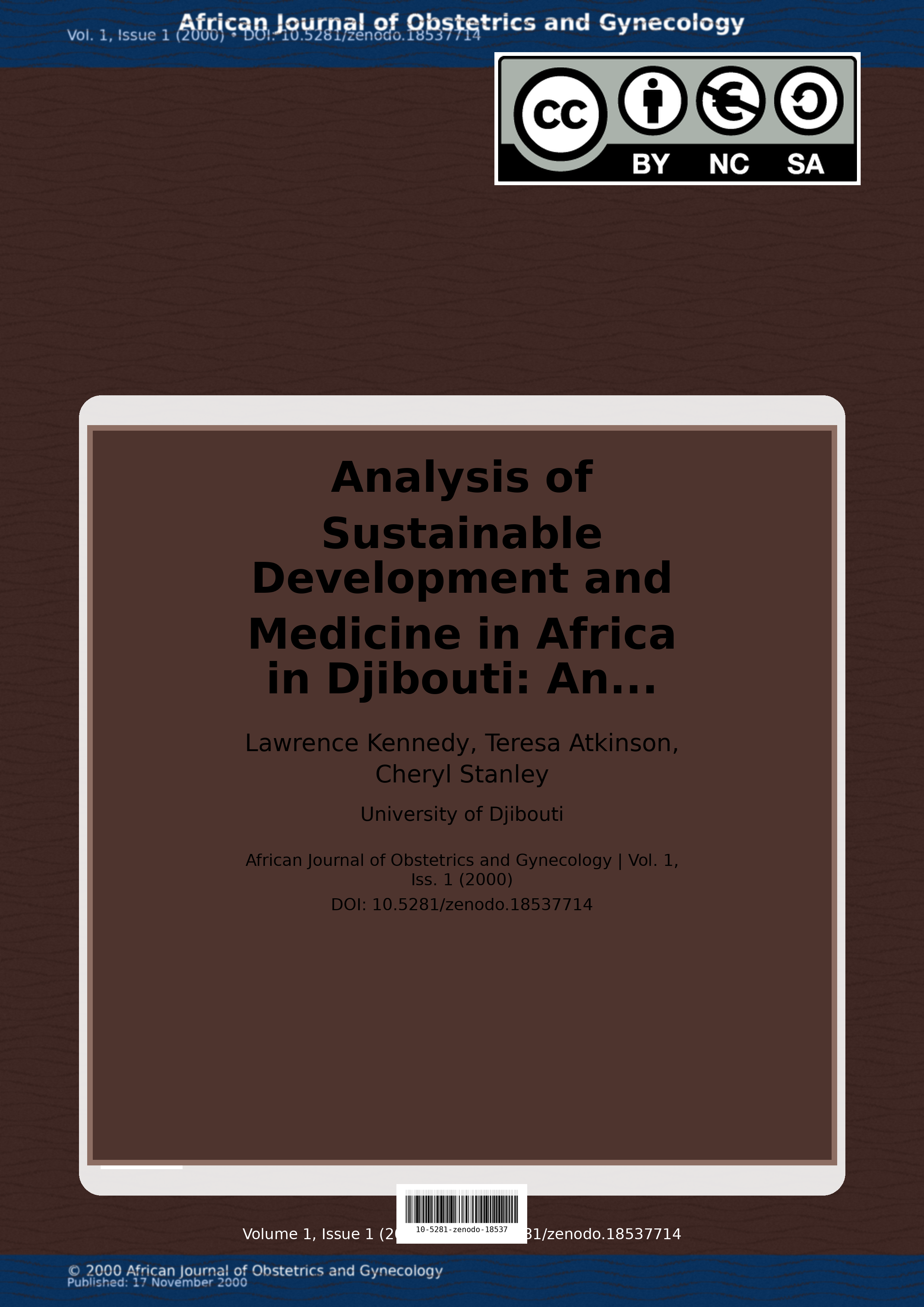 Cover image for: Analysis of Sustainable Development and Medicine in Africa i