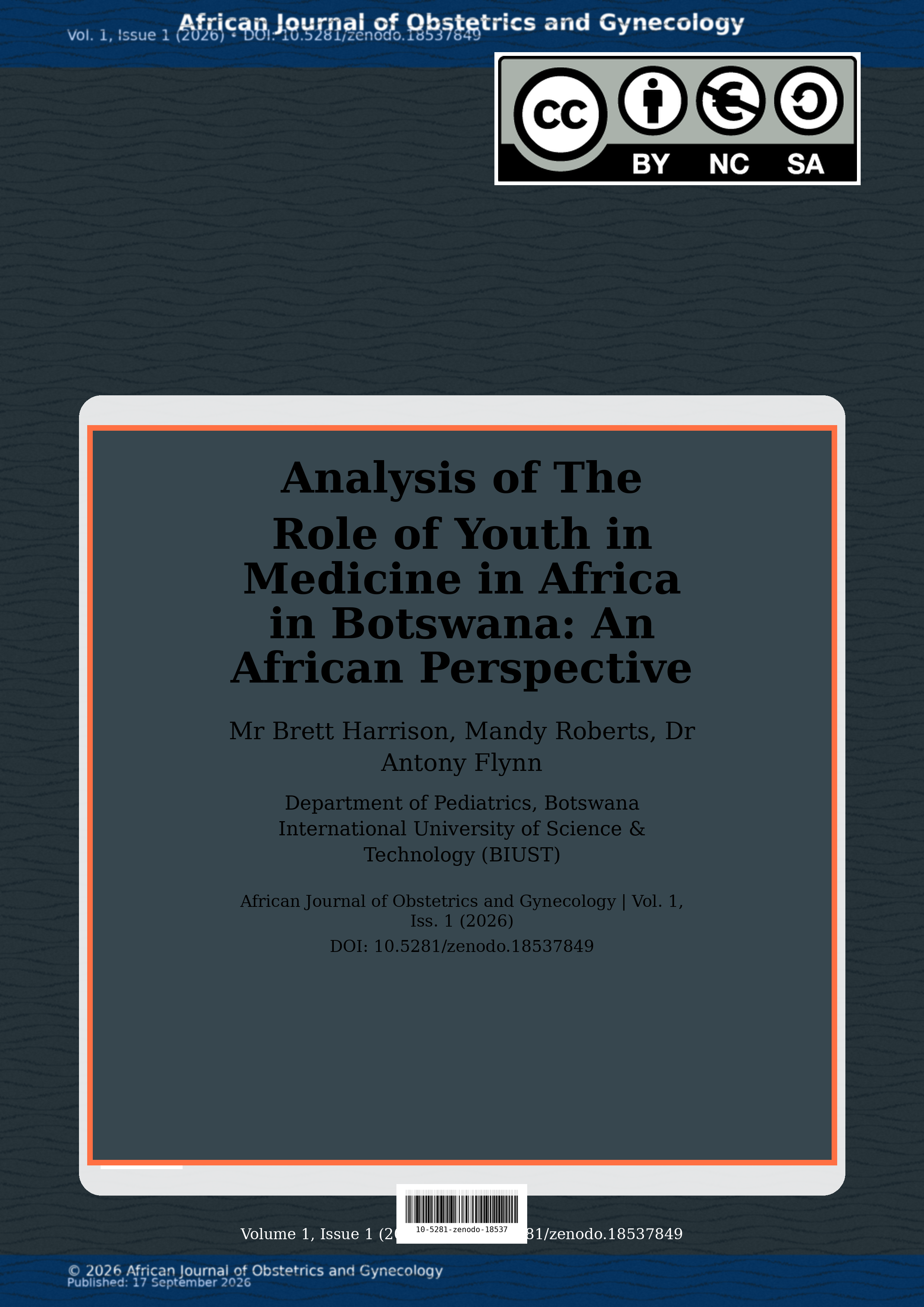 Cover image for: Analysis of The Role of Youth in Medicine in Africa in Botsw