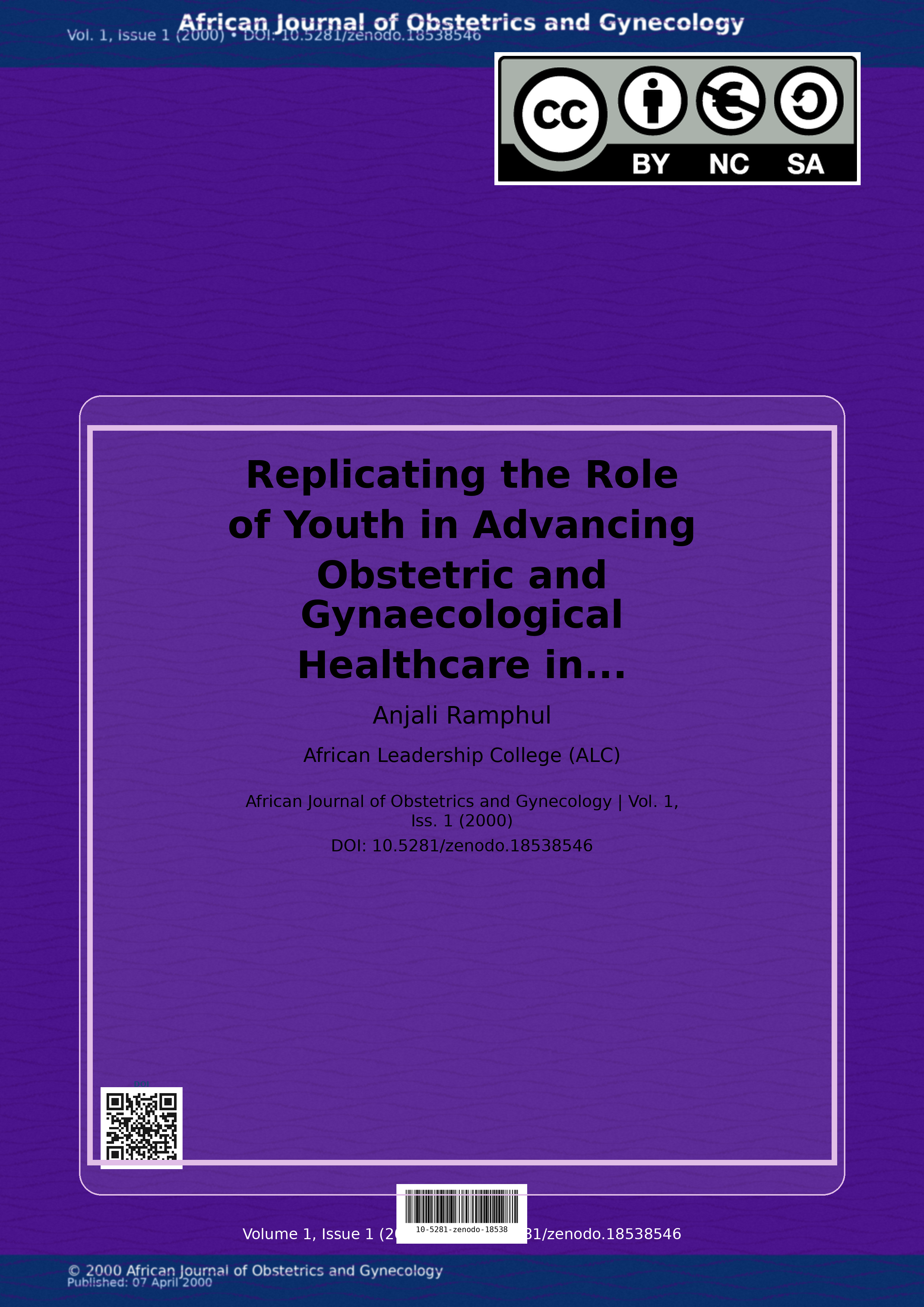 Cover image for: Replicating the Role of Youth in Advancing Obstetric and Gyn